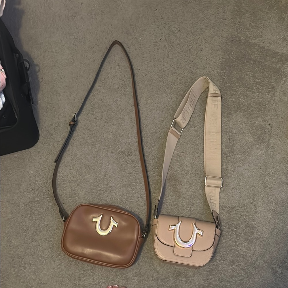 True Religion Brown and Tan Crossbody Bags with Adjustable Straps